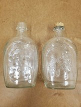 Log Cabin Syrup Bottles 8” Flask 1776-1976 Bicentennial Glass Lot of 2 Vintage - £12.33 GBP