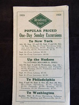 Antique READING RAILROD LINES One Day Sunday EXCURSIONS list 1928 RARE! - $23.54