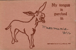 R.L. Wells Postcard 1906 Donkey My Tongue Is Parched In Brown Card Stock - $9.85