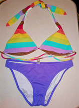 Victoria&#39;s Secret Bikini separates multicolor striped top purple bottom size S/P - £11.06 GBP