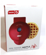 Mini Maker Waffle Grill 4&quot; Cooking Surface Nonstick 350 Watts Red PREOWNED - £4.76 GBP