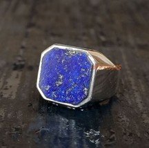 Natural Lapis Lazuli Octagon Gemstone Ring For Men 925 Silver Heavy Men Jewelry - £59.17 GBP