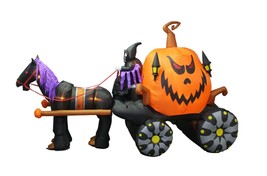 Halloween Inflatable Grim Reaper Drives Pumpkin Carriage Horse Yard Decoration - £147.84 GBP