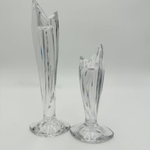 Waterford Crystal Candlesticks Pair Signed Clear Marquis Candle Holders 2 Sizes - £54.77 GBP