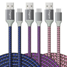 USB C to USB A Cables 3 Pack 10ft Long 3A Fast Charging C 2.0 Charger Cord Braid - £25.35 GBP