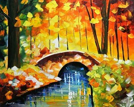 Leonid Afremov-&quot;Mysterious Bridge&quot;-ORIGINAL Oil Painting/Canvas/Hand Signed/COA - £1,434.57 GBP