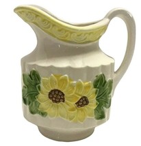 Vintage Norleans Mini Pitcher Creamer Sunflowers Sunflower 1970s Japan 6in Tall - £25.46 GBP