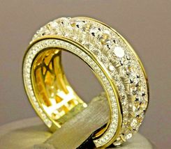 10K Yellow Gold Finish 2.22 Carat Round Cut D/ VVS1 Diamond Men&#39;s Wedding Ring - £75.19 GBP