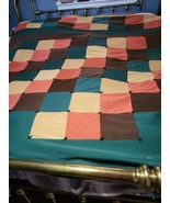 Farmhouse Patchwork Quilt 82x88 Double Knit Cottagecore Grannycore 1970&#39;s - £36.58 GBP