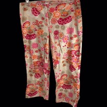 Vintage y2k Studio Y Floral Crop Pants Wide Leg Stretch 11/12 Retro Boho - £13.22 GBP