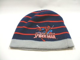 MARVEL Amazing Spiderman Knit Beanie Cap Embroidered Kids One Size Blue - £10.99 GBP