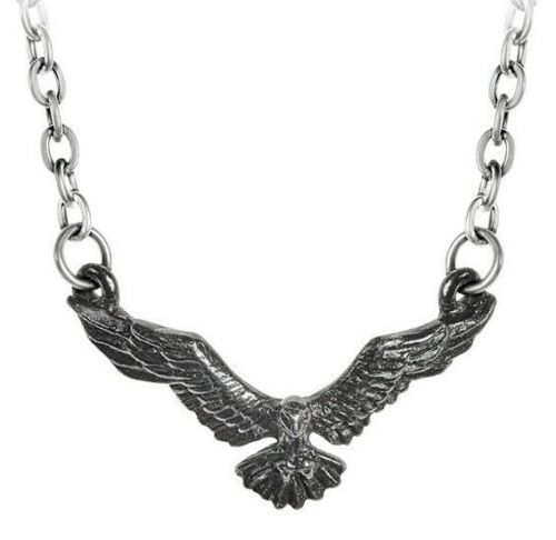 Primary image for Ravenette Pendant Flying Raven Neclace Fine English Pewter Alchemy Gothic P876