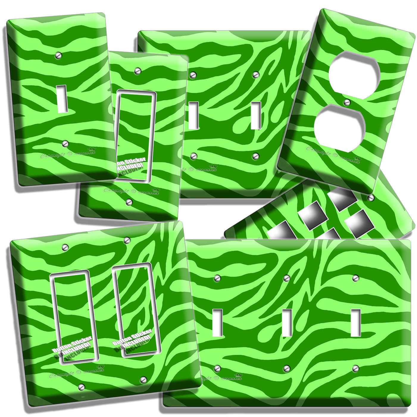 GREEN ZEBRA STRIPES ANIMAL PRINTS LIGHT SWITCH OUTLET WALL PLATE ROOM HOME DECOR
