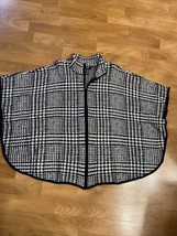Jones New York Women’s Poncho Black Top Cover Up Cozy Sweater Zipper Lar... - £15.56 GBP