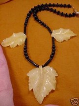 (v307-5) Yellow jasper leaf Beads ONYX GEM bead Necklace JEWELRY - £74.20 GBP