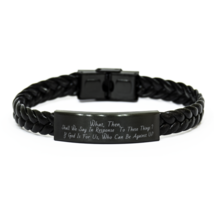 Motivational Christian Braided Leather Bracelet, What, Then, Shall We Say In Res - £19.51 GBP