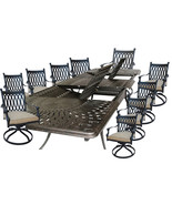 Outdoor dining table set 10 person with Sunbrella seat cushions heavy furniture. - $3,803.68