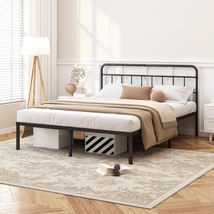 12 Inches Queen Size Bed Frame With Minimalist Headboard,Metal Platform,... - $1,788.50 MXN
