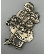 Vintage Meink Sterling Silver Pin Girl &amp; Boy Holding Flowers 925 Brooch ... - $32.51 CAD