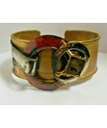 Unusual Vintage Copper,Silver-tone Abstract Cuff Bracelet - $48.07 CAD