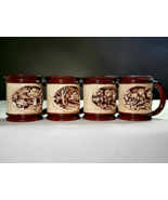 4 VINTAGE HERSHEY MOLD 3D Indented FARMHOUSE SCENE cup w/Speckled Finish... - $54.99
