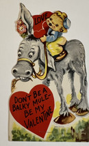 Greeting Valentine Card with Boy on Mule Head Moves USA Vintage Unwritten - £3.52 GBP