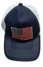 American Flag Adjustable Snapback Trucker Mesh Hat USA Blue With White - £7.08 GBP