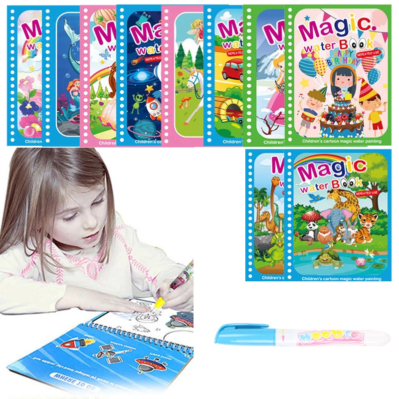 On toy magical book water drawing montessori toy kids gift reusable coloring book magic thumb200