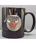 VTG Chicago Bulls Black Ceramic Mug - Pewter Emblem - NBA Basketball Col... - $15.83