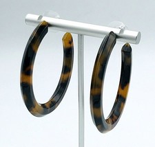 Faux Tortoise Shell 2&quot; Acrylic Hoop Pierced Earrings - £10.89 GBP