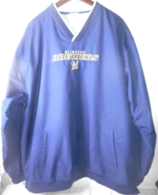 Majestic Mens Sz 2XL Milwaukee Brewers V Neck Pullover Mesh Side Zip Windbreaker - £33.72 GBP