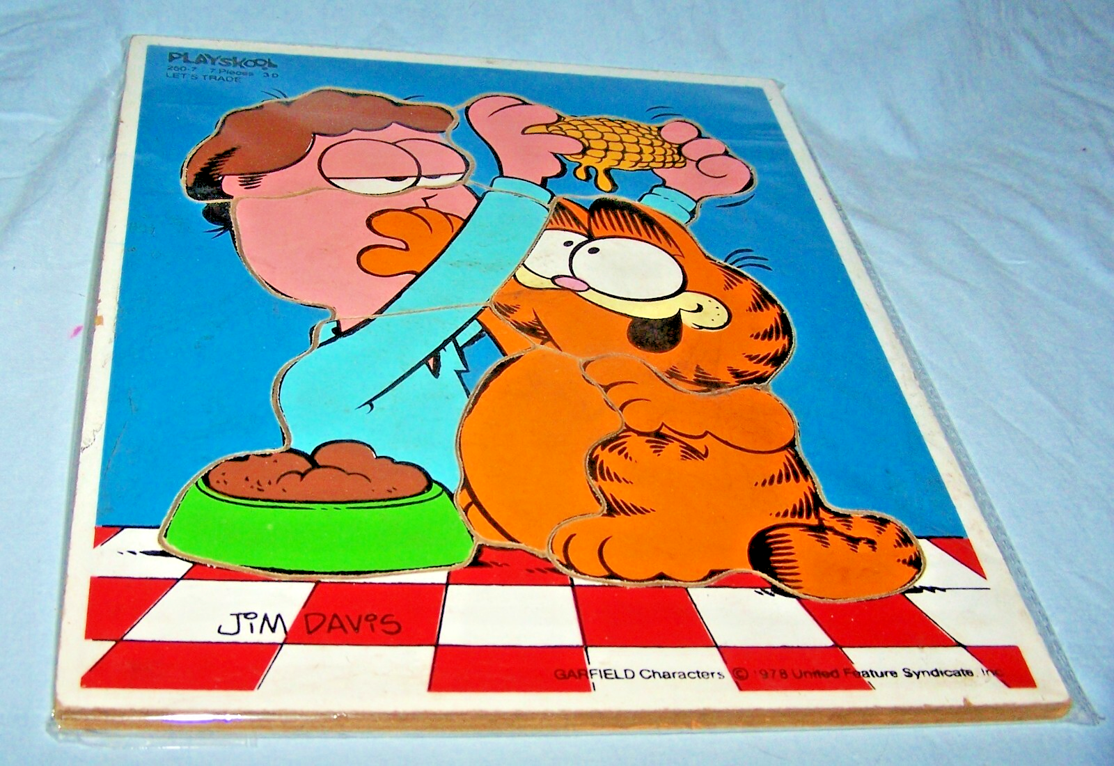 1978 Wooden Playskool Puzzle-Jim Davis-Garfield-Let&#39;s Trade-250-7 - $10.00