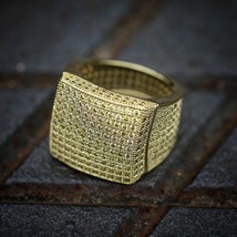 1Ct Round Cut D/VVS1 Diamond Engagement Mens Ring 14k Yellow Gold Finish - £82.21 GBP