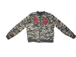 Torrid Come As You Are Embroidered Rose Bomber Jacket Camo Sz 00  - $24.50