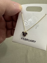 Disney Parks Mickey Mouse Faux Amethyst February Birthstone Necklace Gold Color image 2