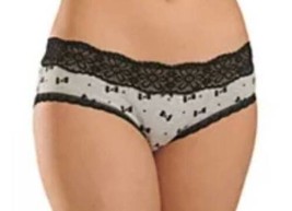 Womens Panties Underwear 2 Pair SO Gray Black Bowtie Boybrief-size L - £7.14 GBP