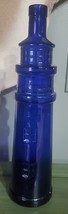 Colbalt Blue Glass Lighthouse Wine Bottle Cape Cod Beach Decor Bar Vase 13&quot; - $16.81 CAD