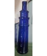 Colbalt Blue Glass Lighthouse Wine Bottle Cape Cod Beach Decor Bar Vase 13&quot; - $12.00