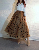 Caramel Polka Dot Tulle Skirt Outfit Women Custom Plus Size Fluffy Tulle Skirt image 7