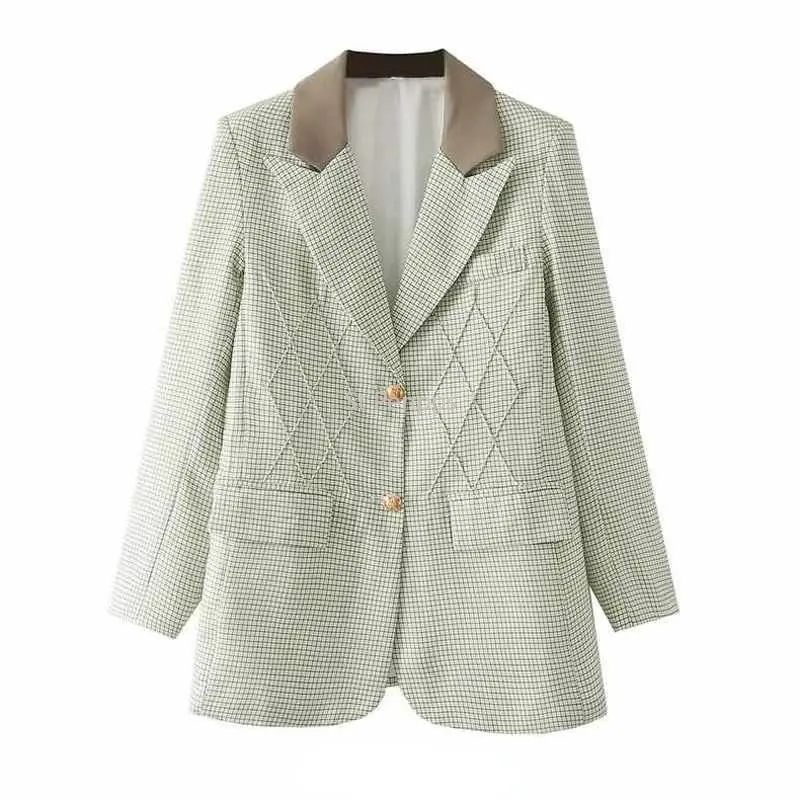 Plaid Suit Female British Style Retro Contrast Color Spring and Autumn Bright Li - £150.25 GBP