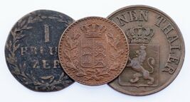 1815-1865 German States 3-Coin Lot // Baden, Hesse-Cassel, Wurttemburg - $75.77