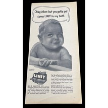 Linit Laundry Starch Print Ad 1950s Vintage Ephemera Baby Bath Time Corn... - £13.33 GBP