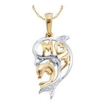 10k Yellow Gold Round Diamond Two-tone Double Dolphin Mom Pendant .03 Cttw - $139.00