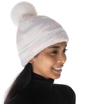 Womens Beanie Hat Fuzzy Jacquard Grey with White Pom Pom JENNI $24 - NWT - £4.27 GBP