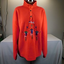 Fila Red Orange Embroidered Ski Design Fleece Sweater Vtg 1990s Size 44 ... - $38.70