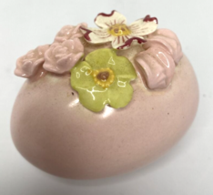 Vintage Unique Mini Ceramic Light Pink Egg with 3D Flower Applique  SKU PB188-9 - £31.32 GBP