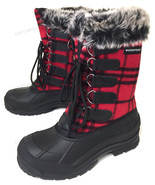 New Women&#39;s Winter Boots Flannel Plaid Fur Warm Insulated Waterproof Hik... - $454.50 MXN+
