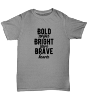 Independence Day T Shirt Bold Stripes Bright Stars Brave Hearts Ash-U-Tee - £14.33 GBP