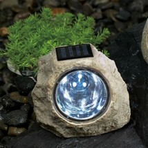 2 Pk Solar Powered LED Rock Light Spotlight Garden Patio Decking Decoration - £13.78 GBP