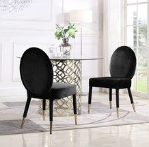 Iconic Home Leverett Dining Chair Upholstered Oval Back Armless Design, Black - £330.12 GBP